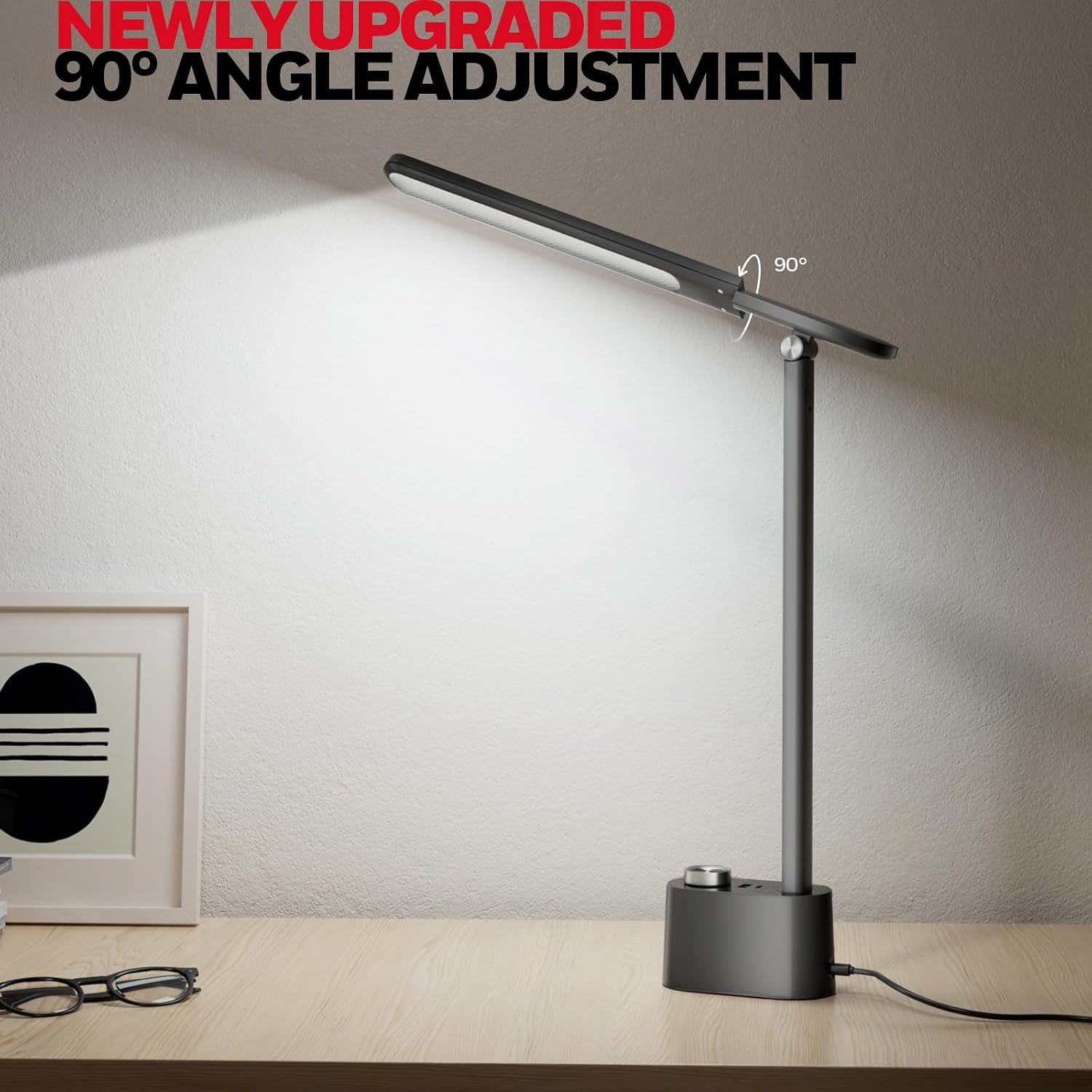 Honeywell Upgraded LED Desk Lamp - H01 Pro SunturaluxTM Foldable Desk Light with USB A+C Charging Ports, 3 Color Modes Dimmable Table Lamp…