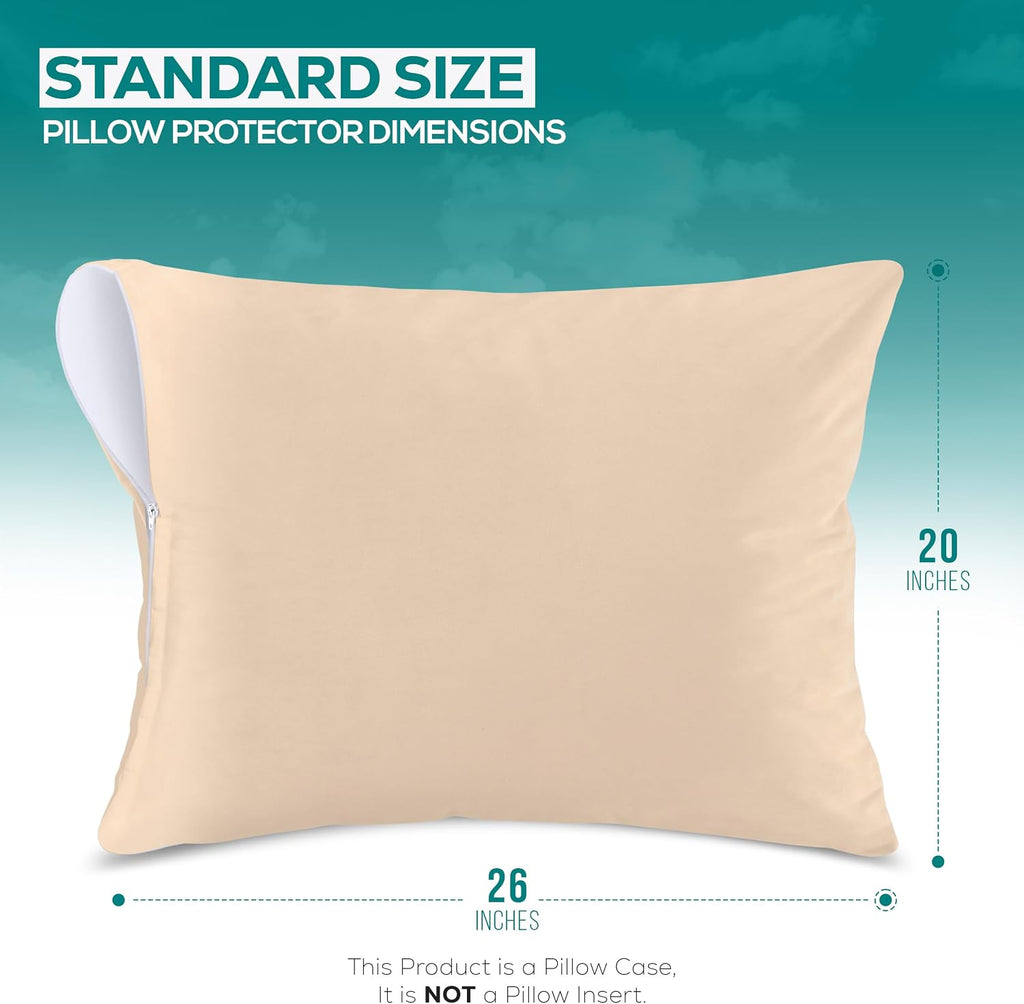 Utopiabedding Utopia Bedding 100% Waterproof Pillow Protectors with Zipper Standard Size (Set of 2), Bed Bug and Dust Mite Proof Zippered P…