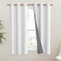 NICETOWN 100% Absolutely Blackout Linen Curtains with Thermal Insulated Liner, Greyish White, 42" Wide, 45" Length Energy Saving Curtains…