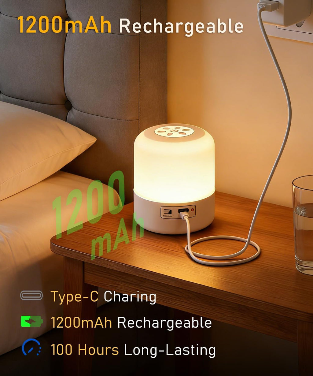 Portable Baby Night Light, Dimmable and 3 Light Color Touch Nursery Lamp, Soft Eye Caring, Rechargeable Cordless LED Night Light for Kids…