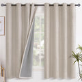 YoungsTex Oatmeal Linen Blackout Curtains for Bedroom 63 Inch Length, Room Darkening Window Drapes Heat Blocking for Living Room Thermal In…
