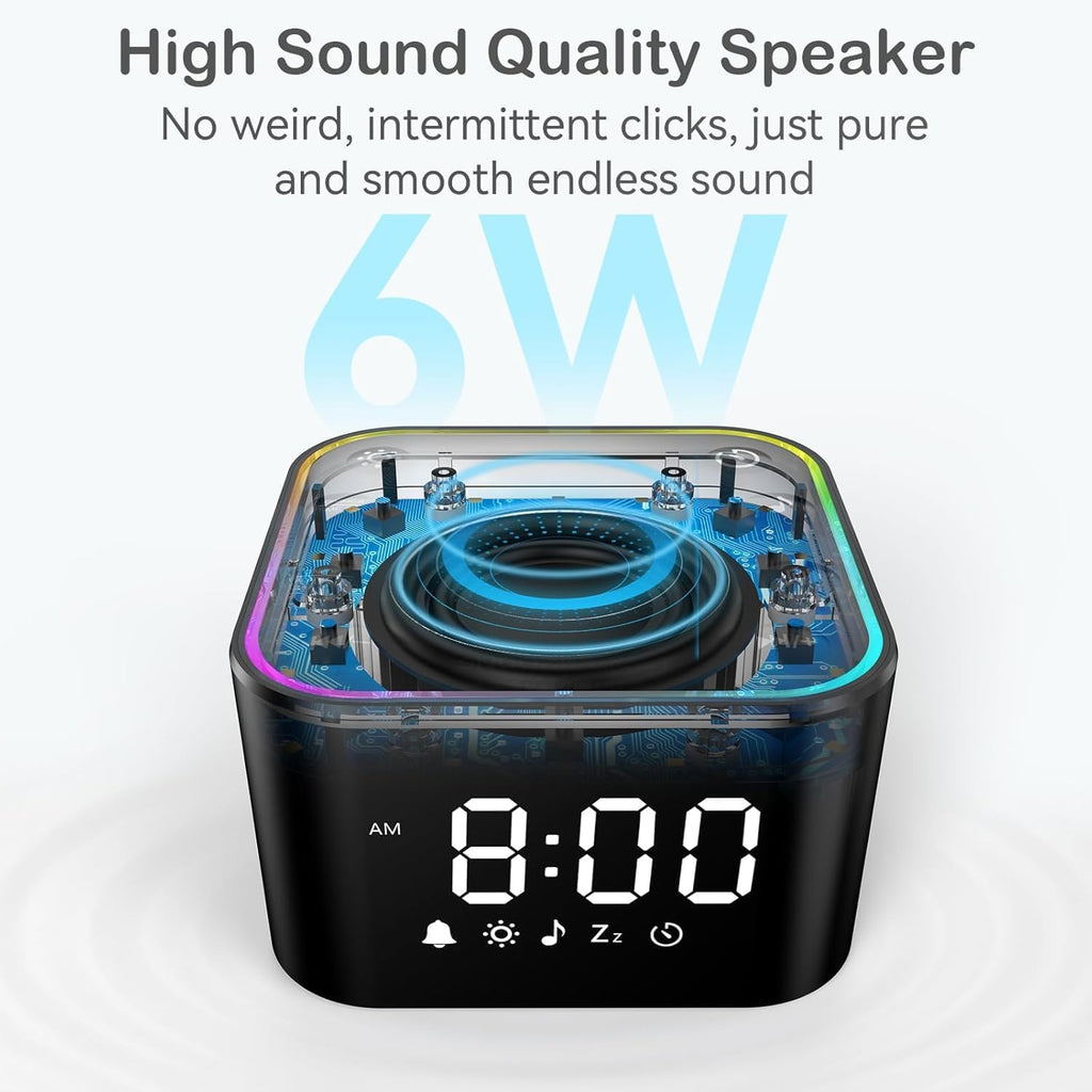 2-in-1 Sound Machine & Alarm Clock: 30 Non-Looping White Noise & Nature Sounds for Fall Asleep Faster, 7 Gentle Wake-Up Alarms - Compact…