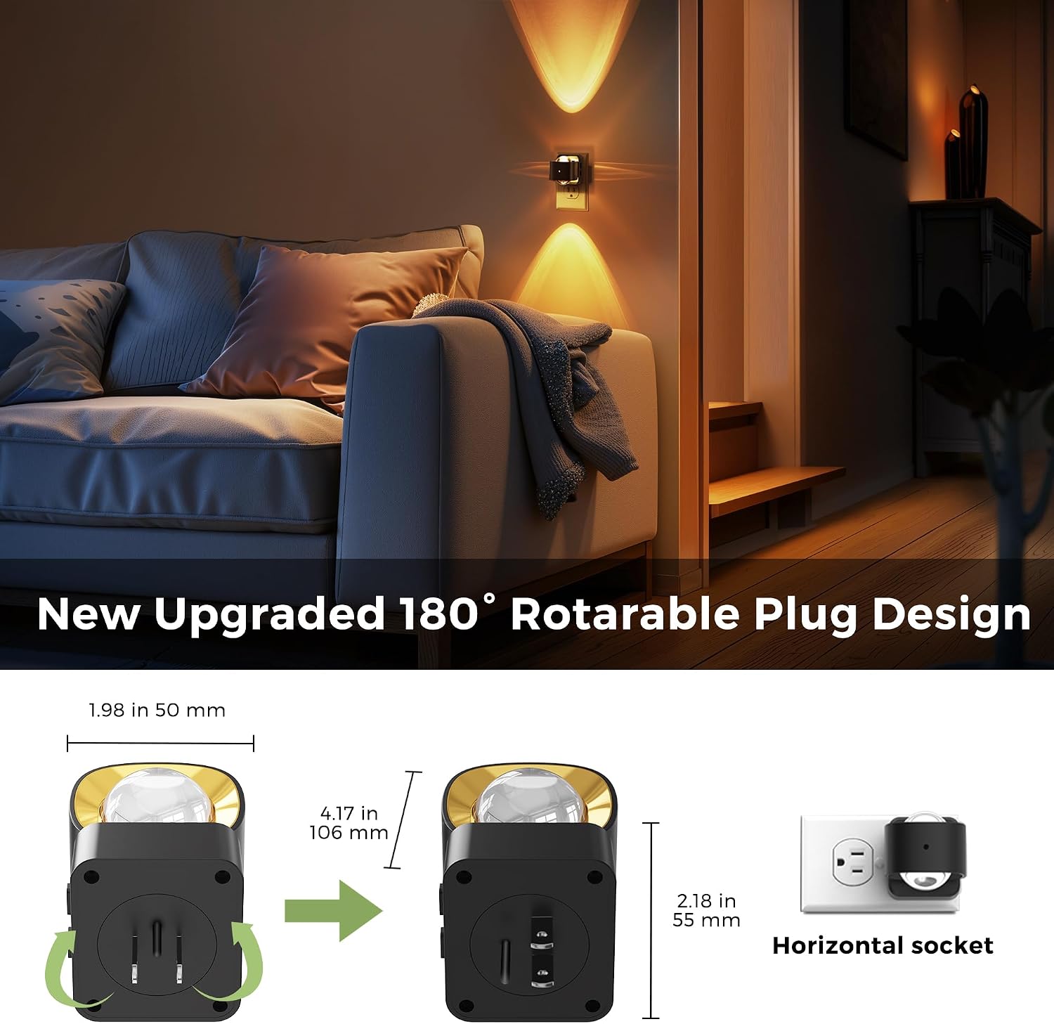 L LOHAS LED Night Light Projector, Night Lights Plug into Wall, 2000K/3000K/5000K Adjustable Color Temperature Nightlight, Rotating…