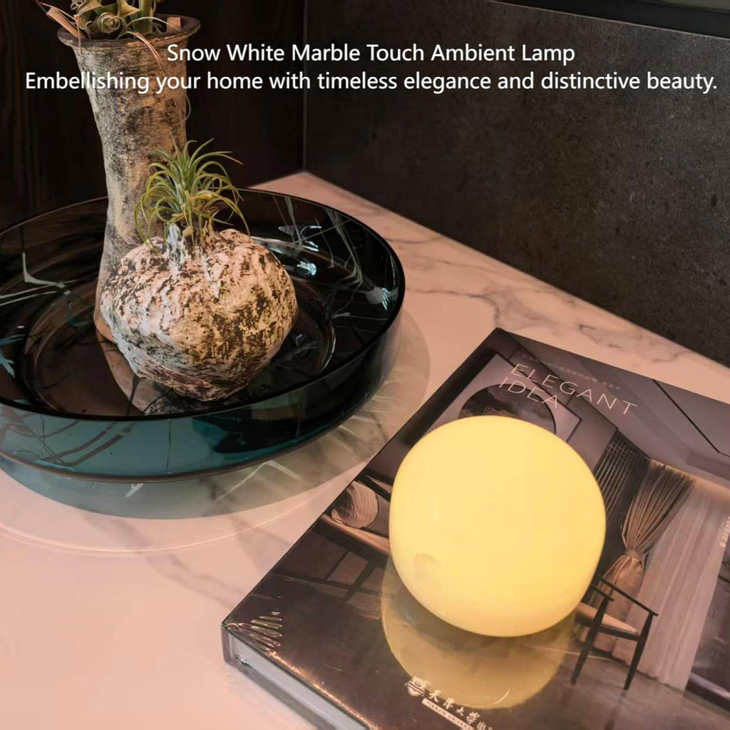 Marmor Marble Lamp Night Light Touch Bedside Table Lamp for Bedroom, Type-C Rechargeable Small Desk Bedside Small Lamps, Eye Caring Dimmable…