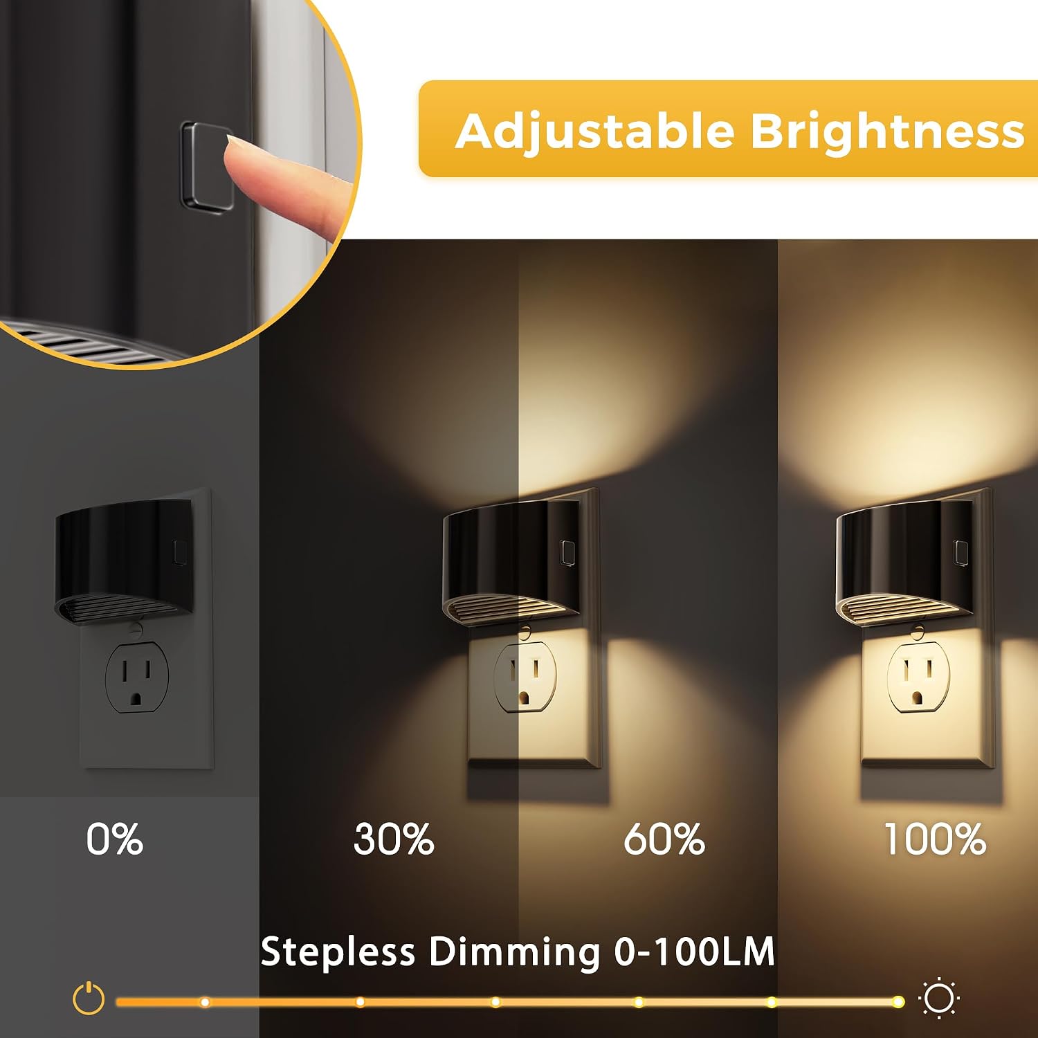 L LOHAS LED Night Lights Plug into Wall, 2 Pack Modern Night Lights, Dusk to Dawn Sensor Nightlight,0-100LM Brightness Adjustable, 3000K…