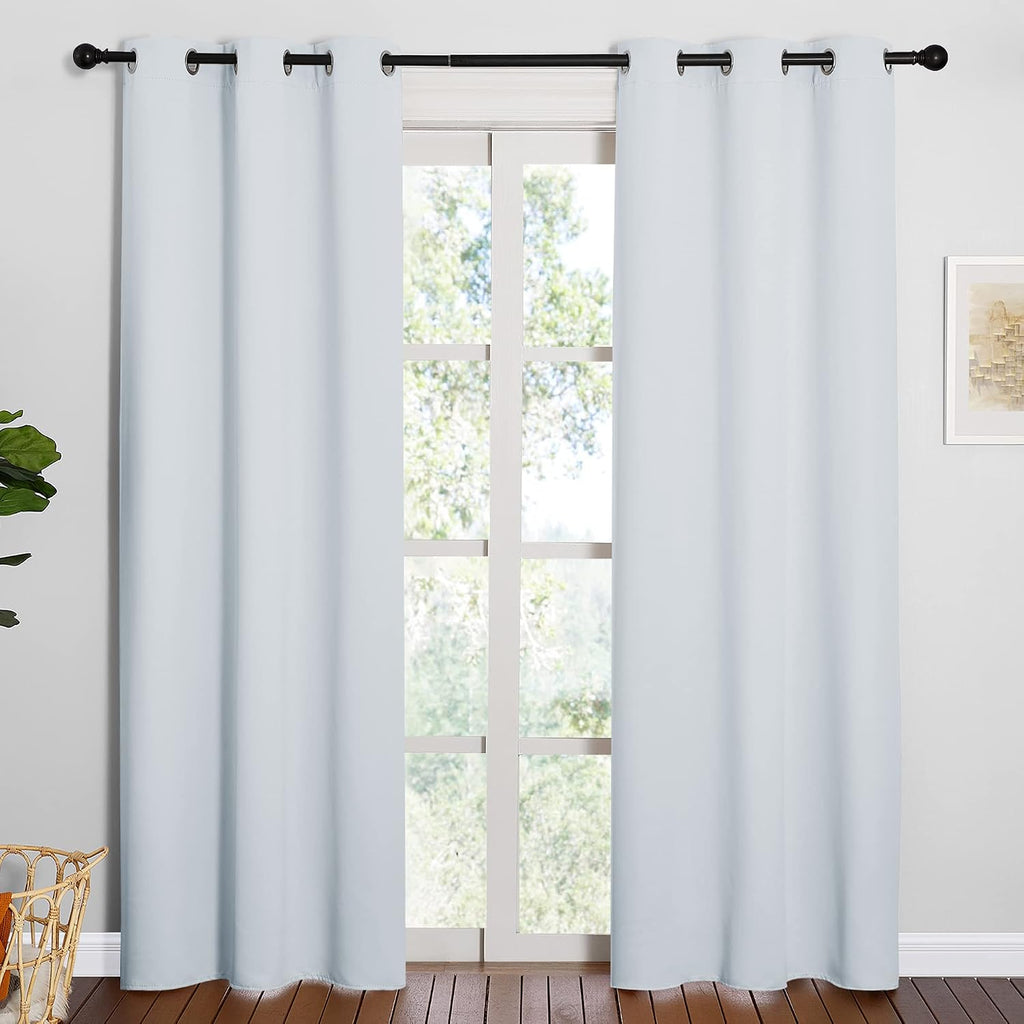 Nicetown easy maintenance Solid Thermal Insulated Grommet Room Darkening Curtains/Drapes for Bedroom (2 Panels, 42 by 84, Light…