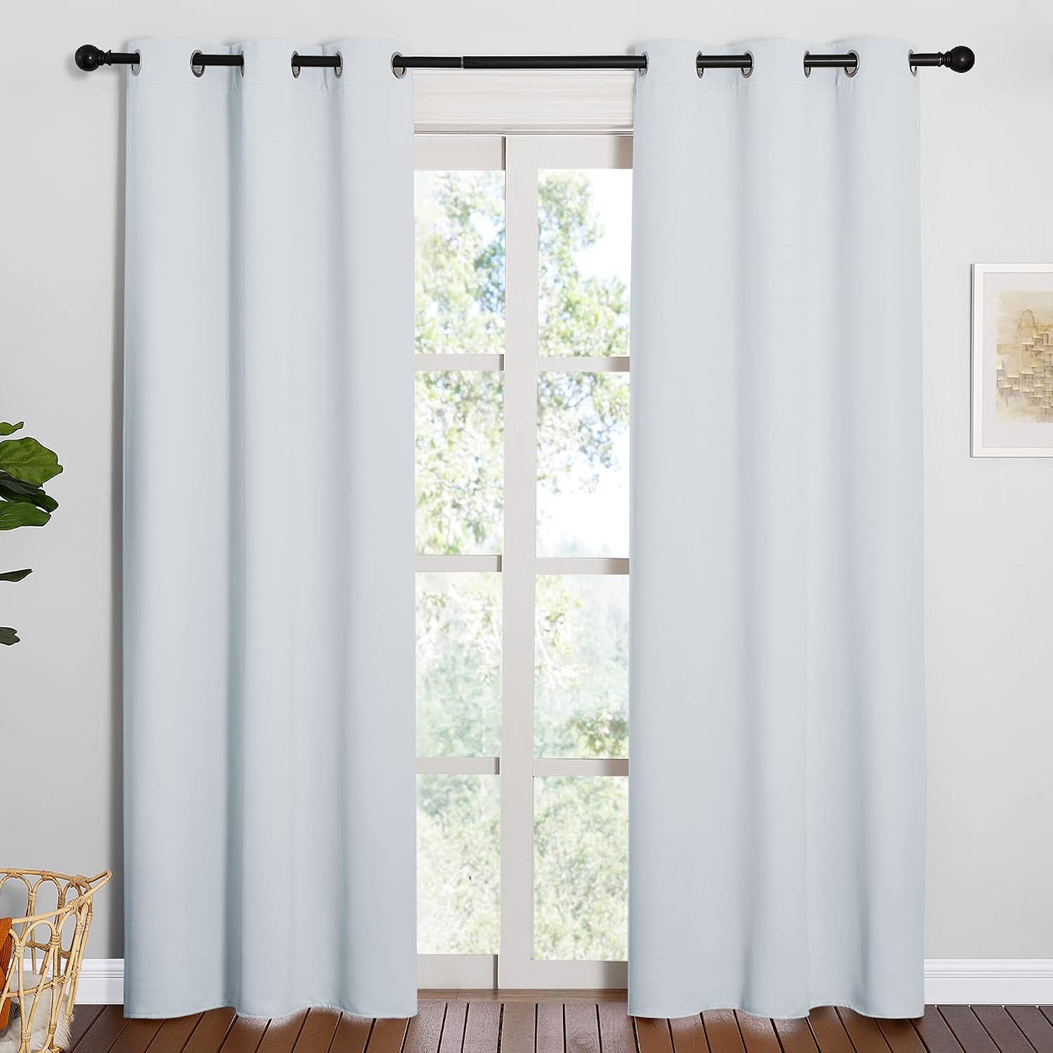 Nicetown easy maintenance Solid Thermal Insulated Grommet Room Darkening Curtains/Drapes for Bedroom (2 Panels, 42 by 84, Light…
