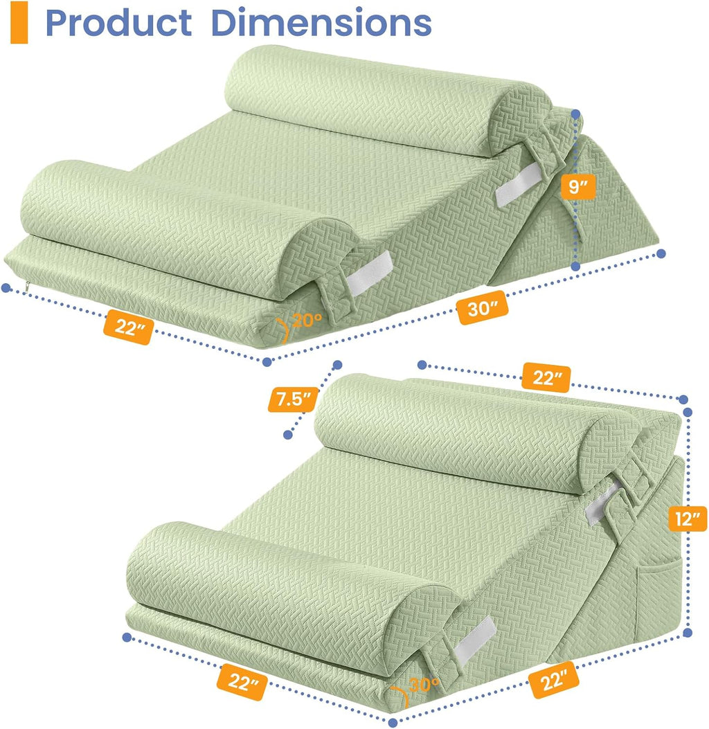 Sasttie Wedge Pillow Set for After Surgery, 3PCS Adjustable Bed Wedge Pillow Headboard with Memory Foam Neck Cushion – for Acid Reflux, Sle…