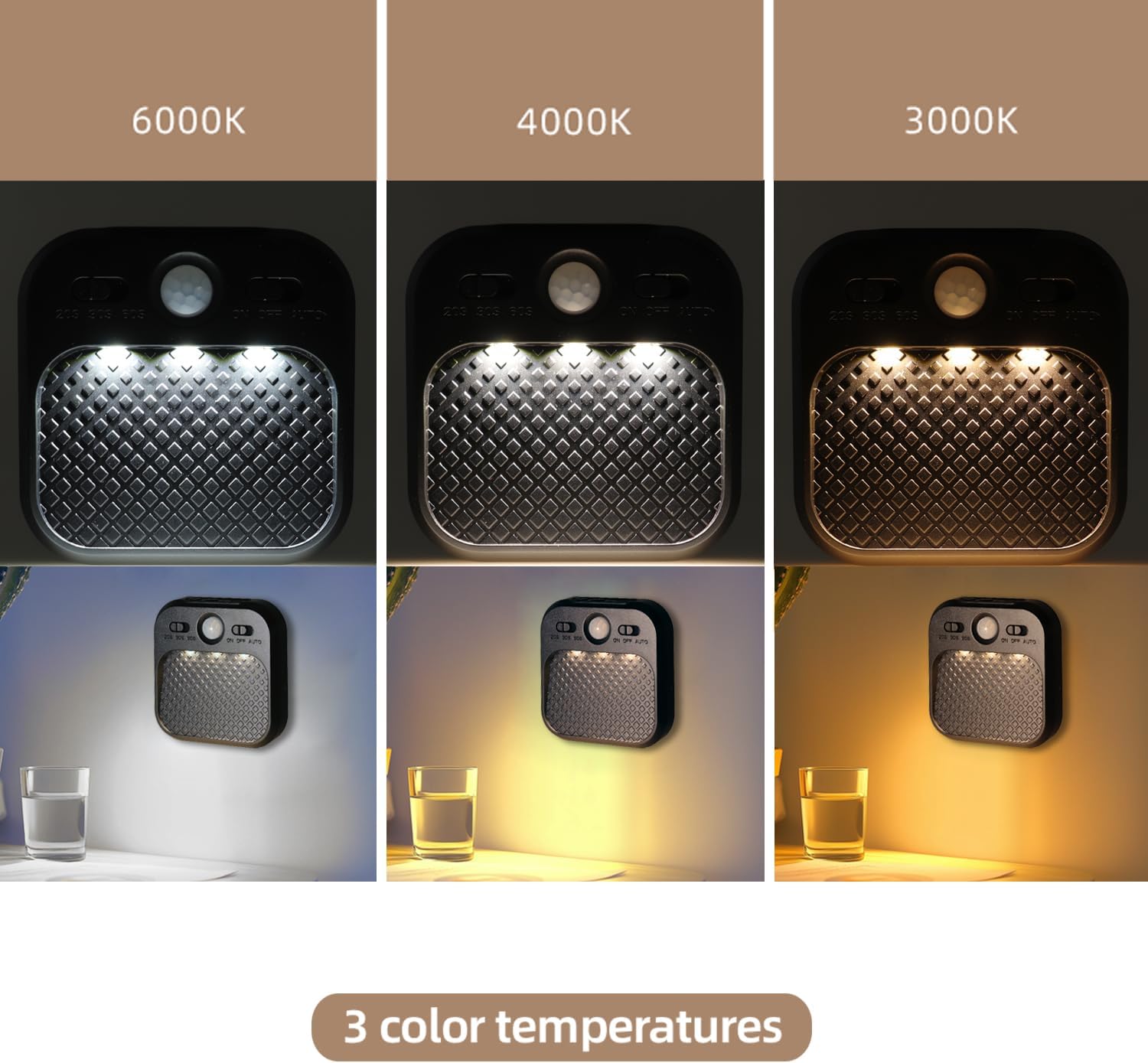 Motion Sensor Night Light Black, Rechargeable Magnetic Night Light with 3 Color Temperatures & Stepless Dimming, Timer Function, Soft…