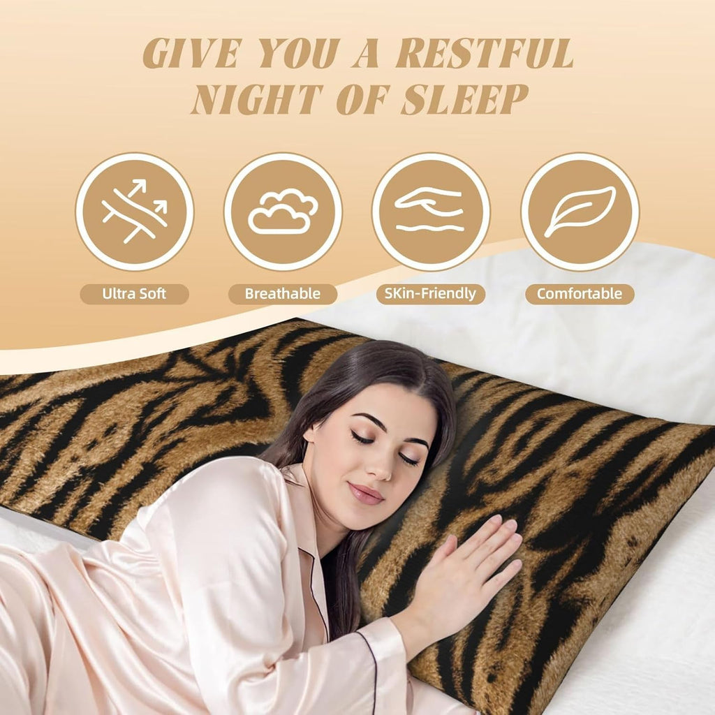 Sovvin Animal Tiger Print Body Pillow Cover Long Pillow Case with Zipper Decorative Soft Cushion Bedding Pillowcase for Couch Bedroo…