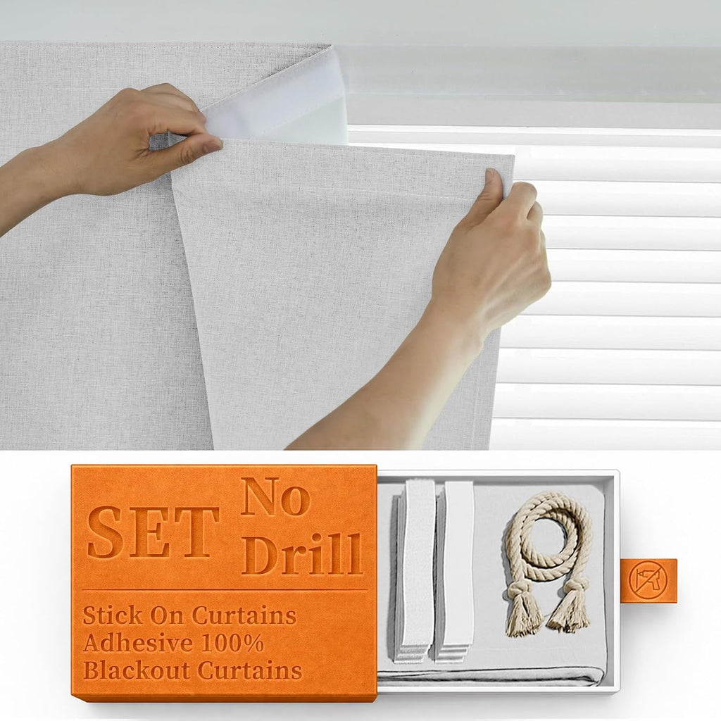 100% Blackout Self Adhesive Curtains Portable Curtain Simple and Easy to install Bedroom Window Thermal Lnsulated Kitchen Room Darkening…