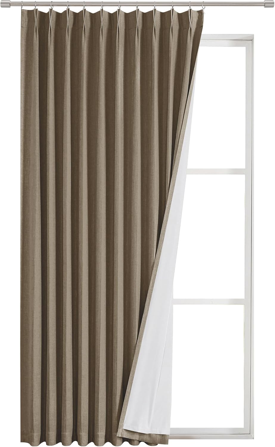 VisionHome Vision Home Brown Pinch Pleated Full Blackout Curtains Linen Blended 60" Wide Thermal Insulated Window Panels 102 inch for Bedro…