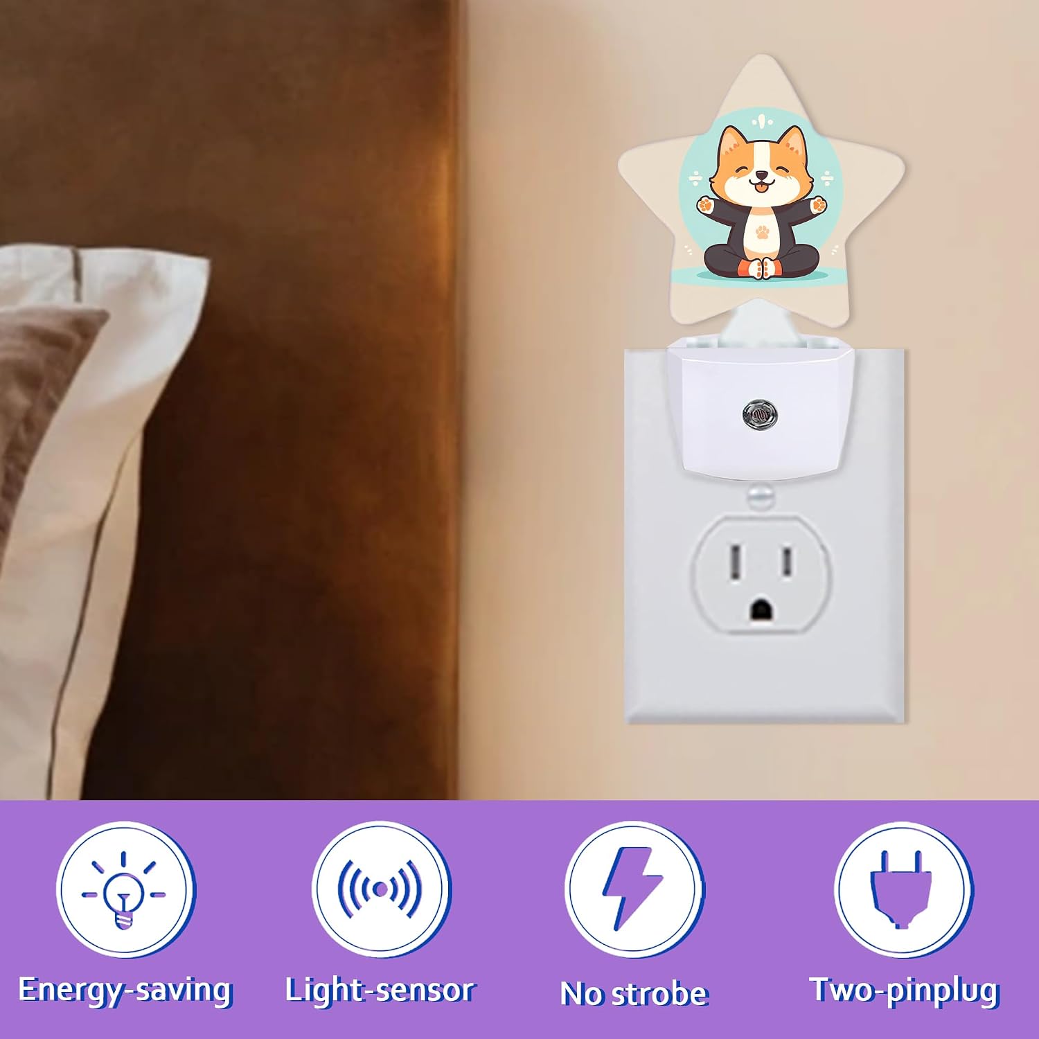 Cute Corgi Dog Night Light for Kids, Cartoon Animal Night Lights Plug Into Wall, Lightweight Dusk to Dawn Light Sensor Warm Nightlights…
