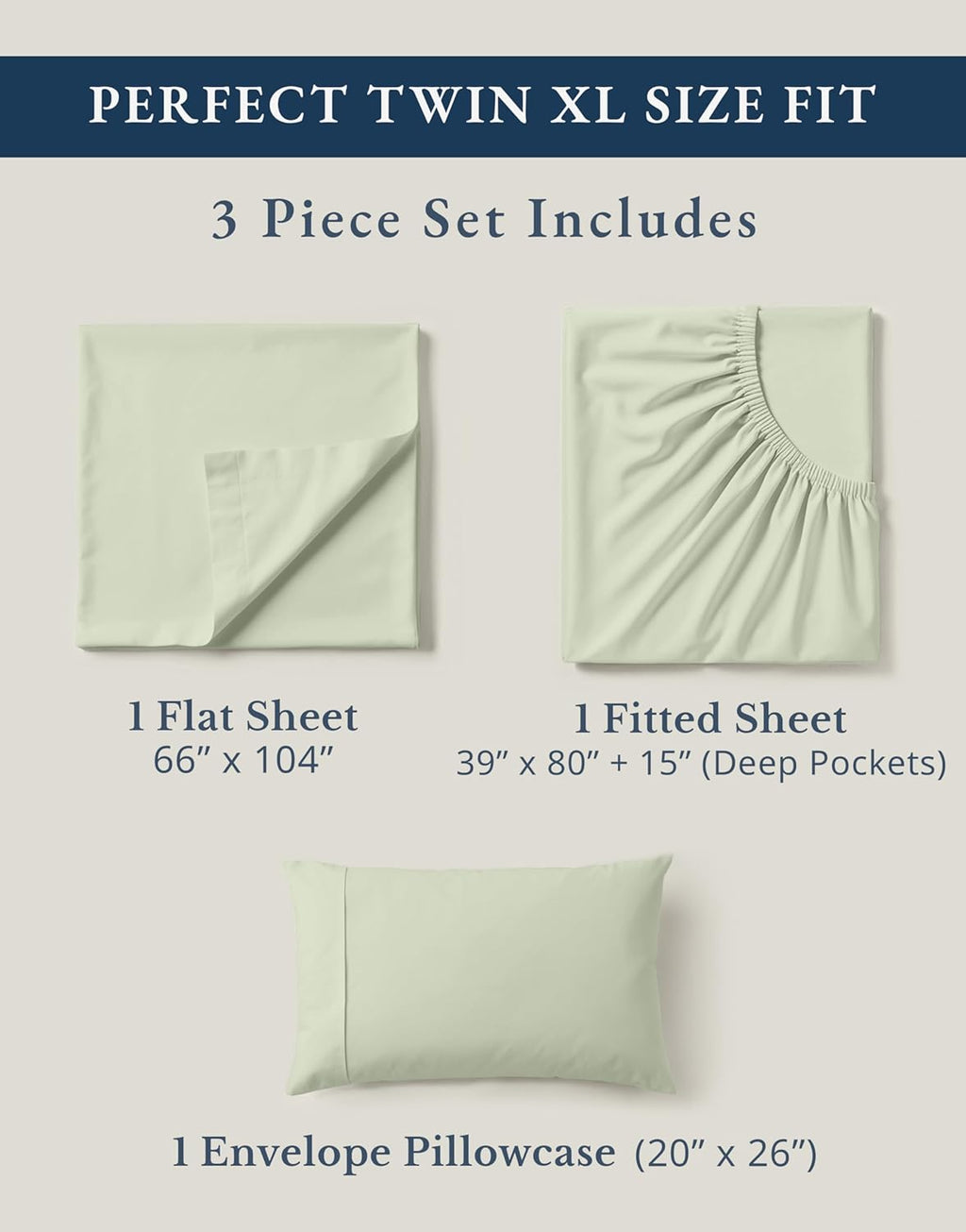 LaneLinen LANE LINEN 100% Mercerized Organic Cotton Twin XL Sheets Set, Soft & Comfy Percale Weave - Perfect for Hospital beds or Dorm Room…