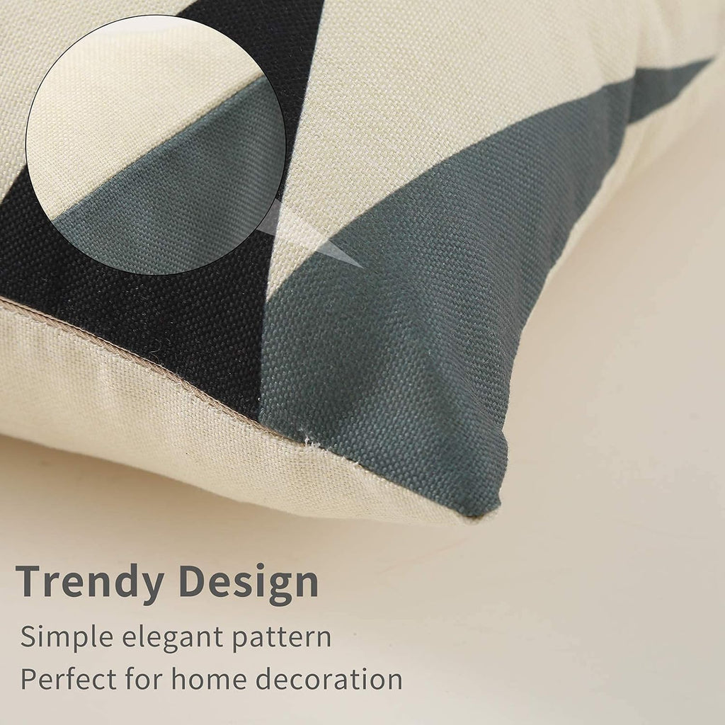 Tosewever Set of 4 Decorative Geometric 18 x 18 Inches Throw Pillow Covers - Modern Pattern Linen Square Pillow Cushion Case for Sofa Couch…