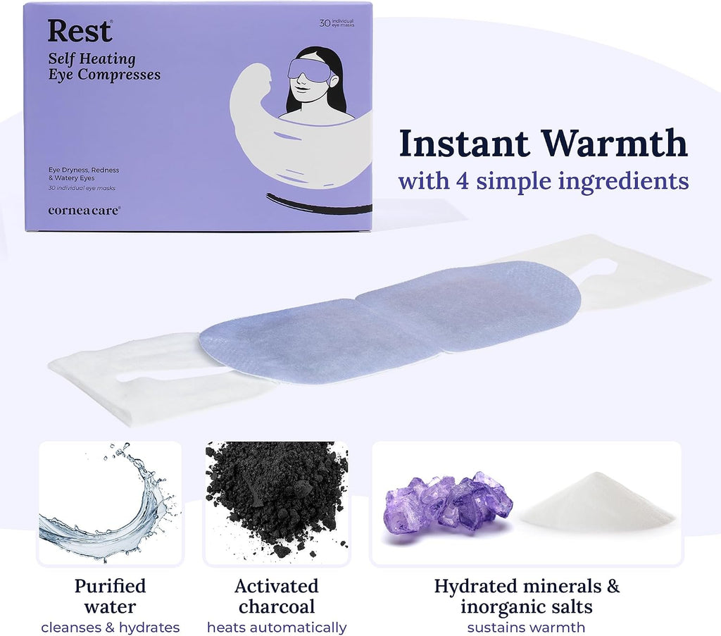 CorneaCare Rest: Self Heating Warm Compress for Dry Eyes | Heated Eye Mask for Fast Relief | Steam Mask for Stye ment | No Microwave o…