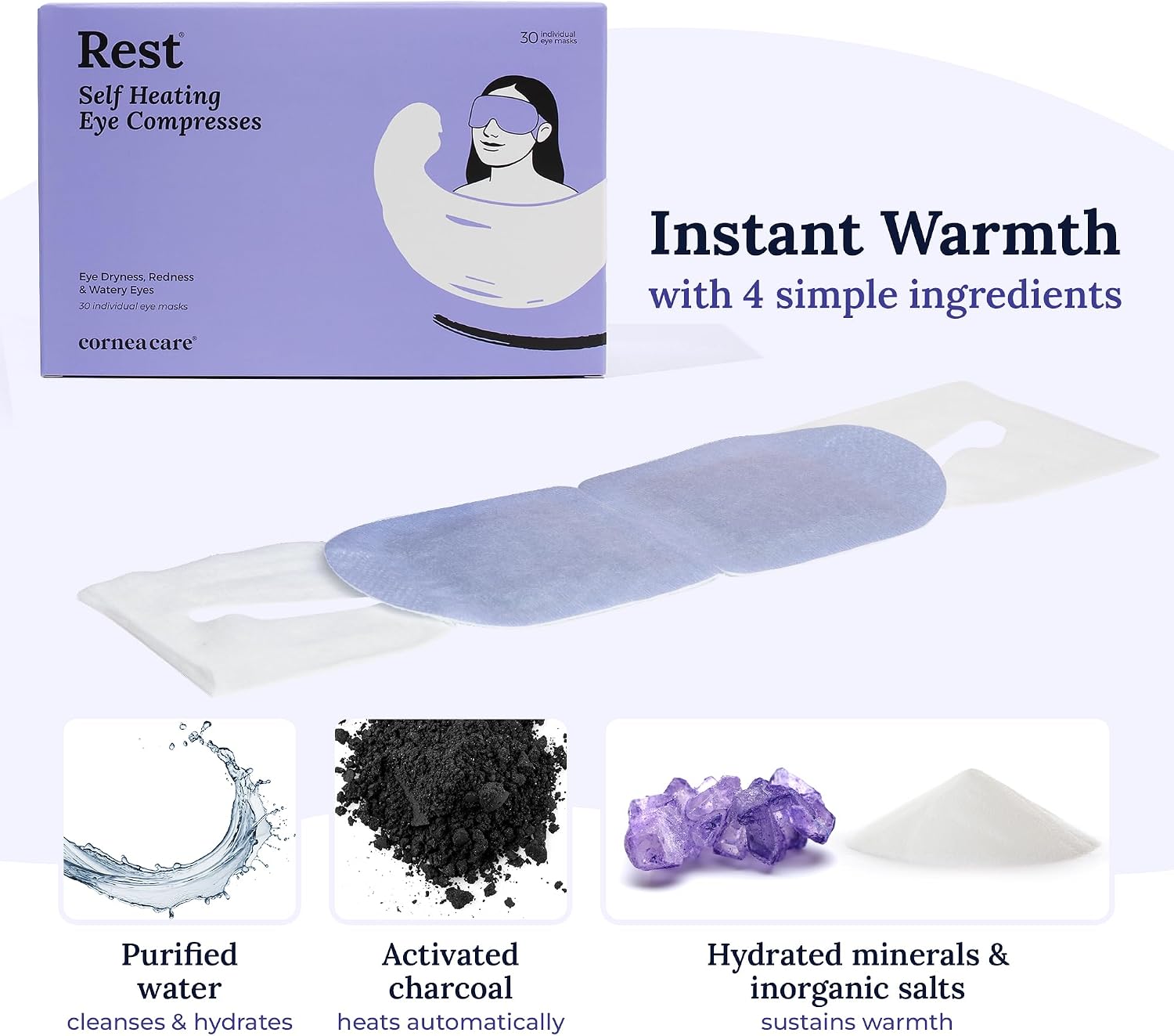 CorneaCare Rest: Self Heating Warm Compress for Dry Eyes | Heated Eye Mask for Fast Relief | Steam Mask for Stye ment | No Microwave o…