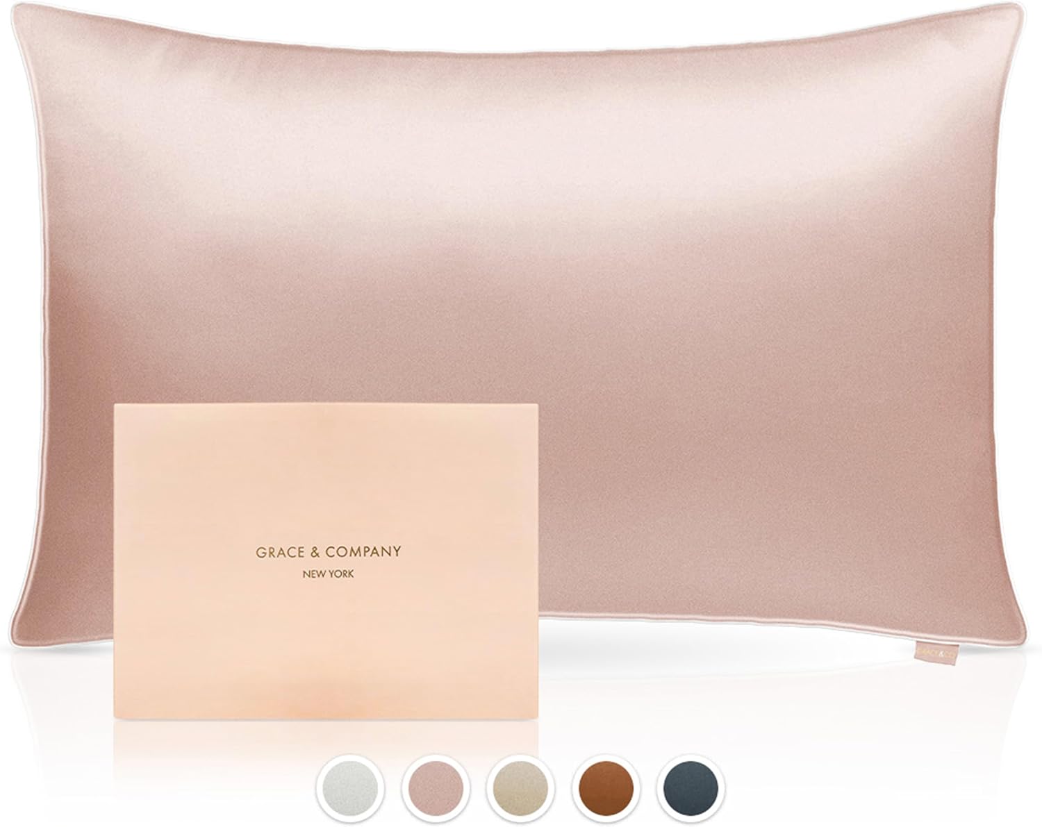 Gracecompany Grace & Company Silky Satin Pillowcase for Hair & Skin, Oeko-Tex Certified Satin Silk Pillowcase with Zipper - Ultra Smooth Pi…