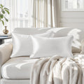 Homeideas White Decorative Throw Pillow Covers 20x12 Set of 2, Glossy Faux Silk Lumbar Pillow Covers for Couch Sofa Bed Decor Luxury Summer…