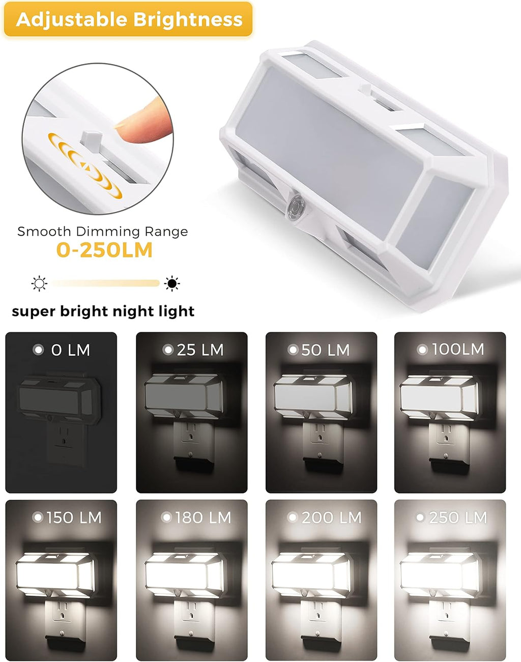 L LOHAS LED Super Bright Night Light, Night Lights Plug into Wall [2 Pack], 0-250LM LED Night Light with Light Sensor, 2W Dimmable…