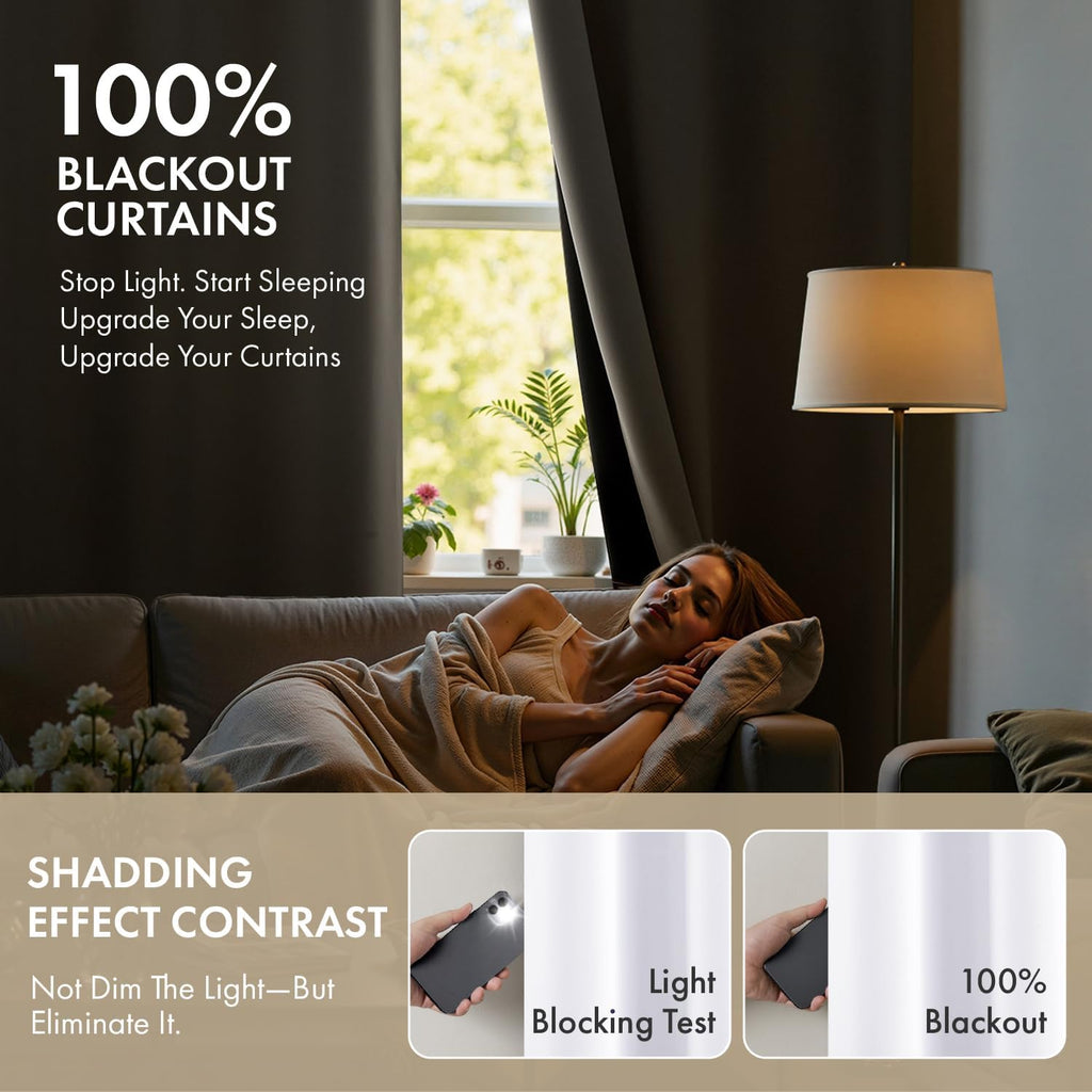 Miulee White 100% Blackout Curtains for Bedroom 54 Inch Length, 2 Thick Layers Thermal Insulated Short Window Curtains with Black Liner, No…