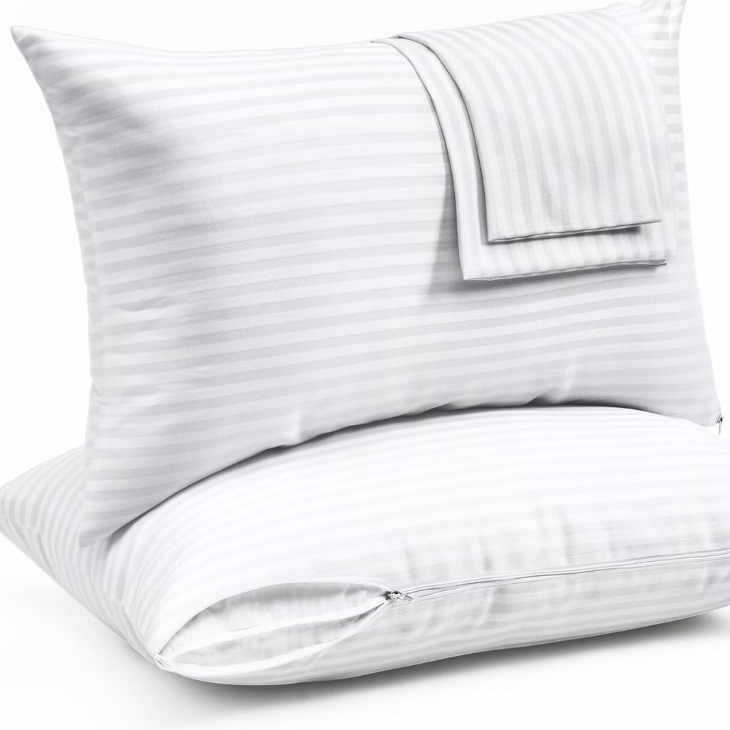 Ultra Soft Pillow Protectors with Zipper King Size - Set of 12 Breathable Pillow Covers - 100% Protection Against Stains, Dust & Dirt…