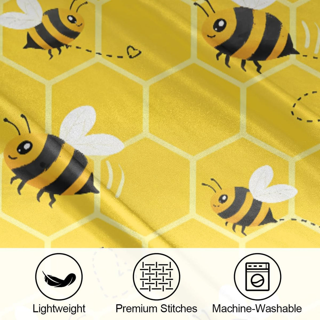 Satin Pillowcase for Hair and Skin, Standard Size Yellow Honeycomb Bee Pattern Decorative Pillow Sham with Envelope Closure Pillow Cover…
