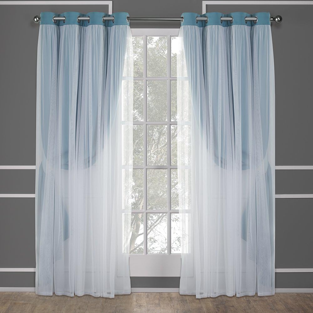 TOWN & COUNTRY LUXE Talia Double Layer Indoor Curtains, Sheer and Room Darkening Blackout, Grommet Top, Energy Efficient, 2-Pack Set…