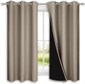 Nicetown 100% Blackout Curtains with Black Liners, Solid Thermal Insulated Full Blackout 2-Layer Lined Drapes, Energy Efficiency Window Dra…