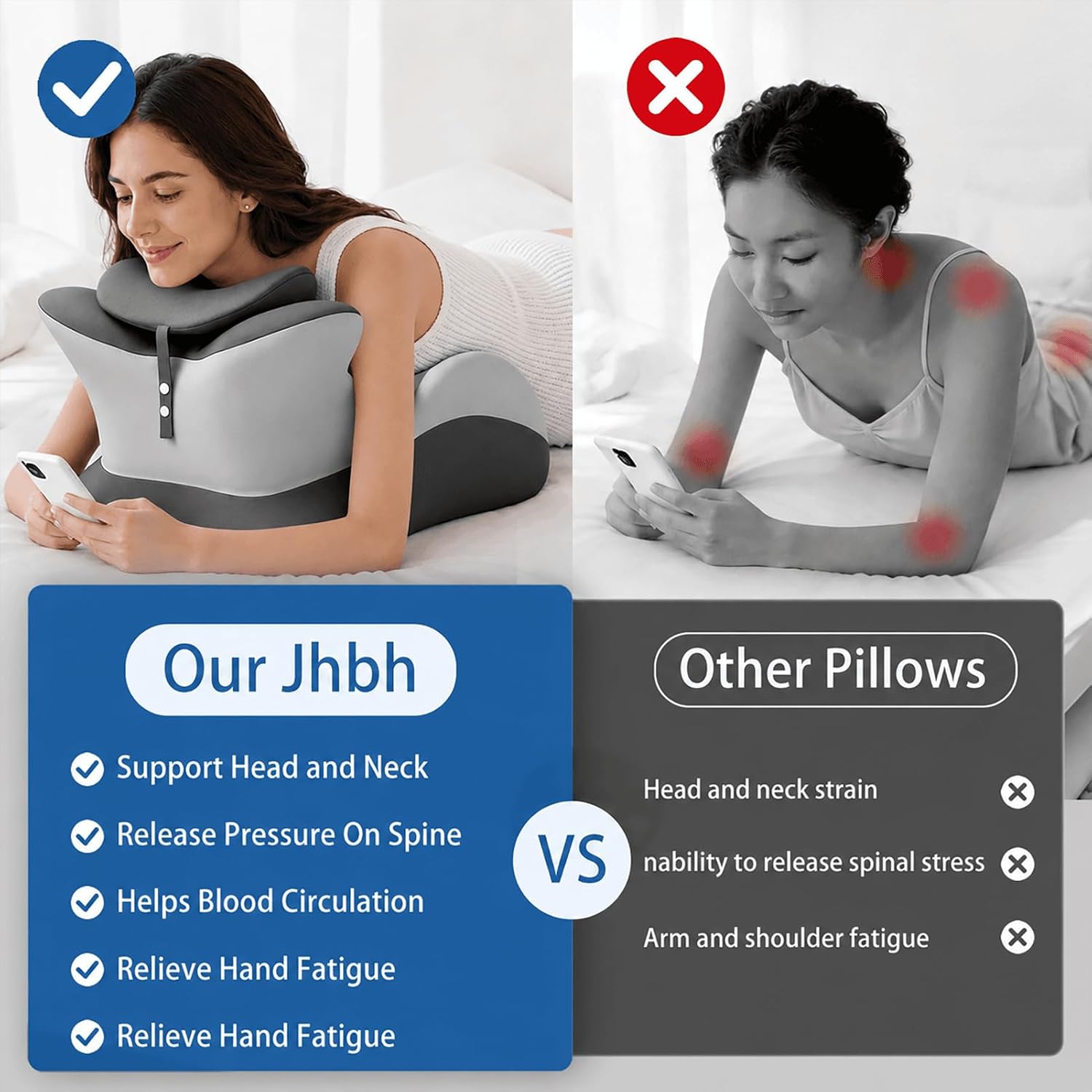 Ergonomic 27° Memory Foam Wedge Pillow for Bed, Multi-Position Support Pillow for Back, Neck & Legs, Positioning Pillow for Reading…