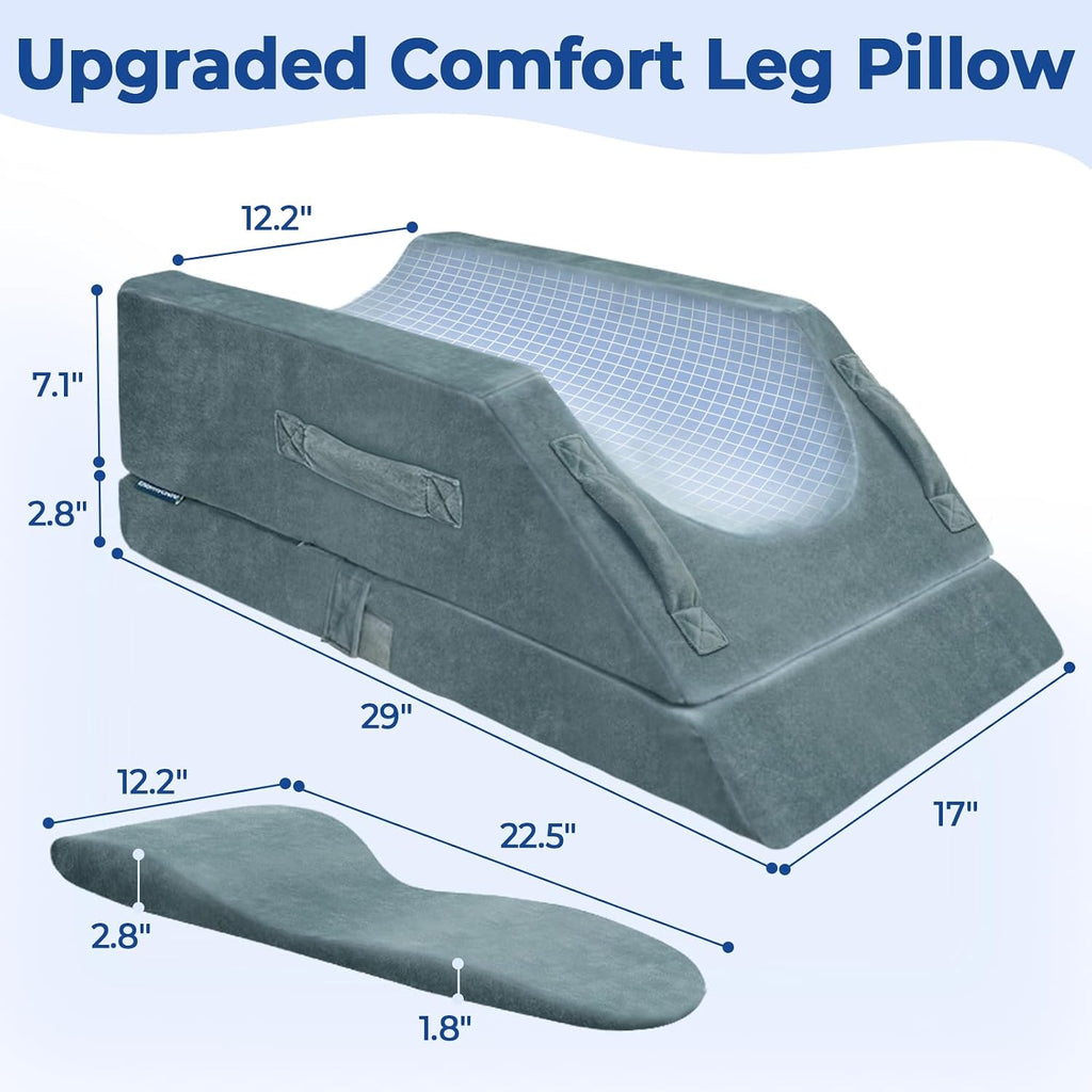 KingPavonini 4-Height Adjustable Leg Elevation Pillows for After Surgery with Ergonomic Curve, Memory Foam Leg Support Pillow for Legs, Bac…