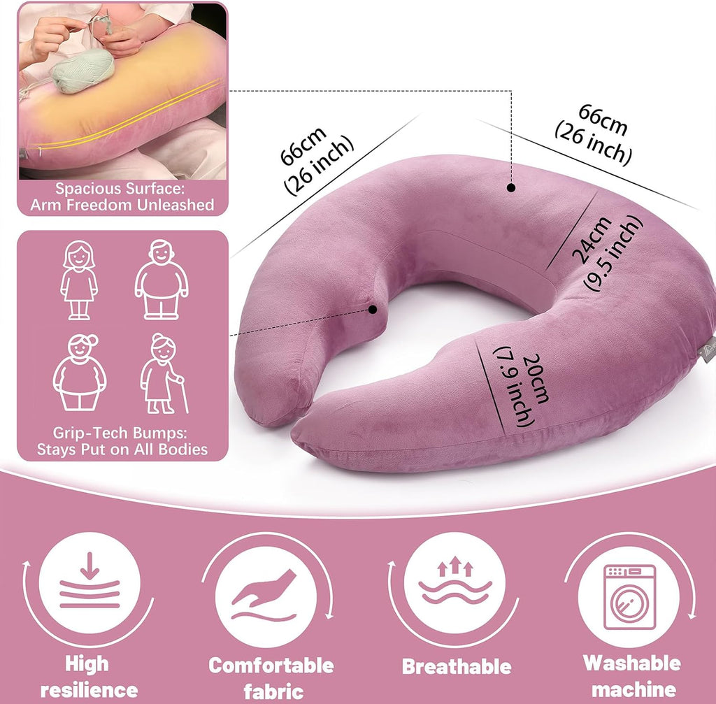 Ergonomic U-Shape Gaming & Lap Pillow - Crochet Pillow & Reading Support Pillow with Arm Relief, Comfort for Gamers, Crafters & Book…