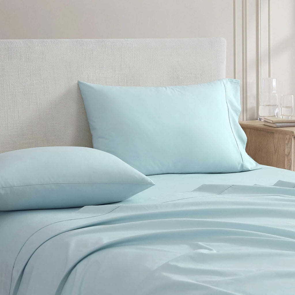 MarthaStewart Martha Stewart - Twin Size Sheets Set, Crisp & Tailored Cooling Sheets w/a Naturally Smooth Cotton Percale Lightweight Feel -…