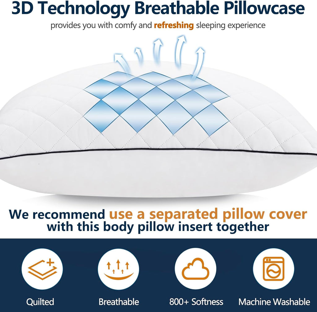 1 MIDDLE ONE Body Pillow, Memory Foam Body Pillows for Adults Sleeping, Long Pillow for Bed, Big Large Firm Full Body Pillow for Side…