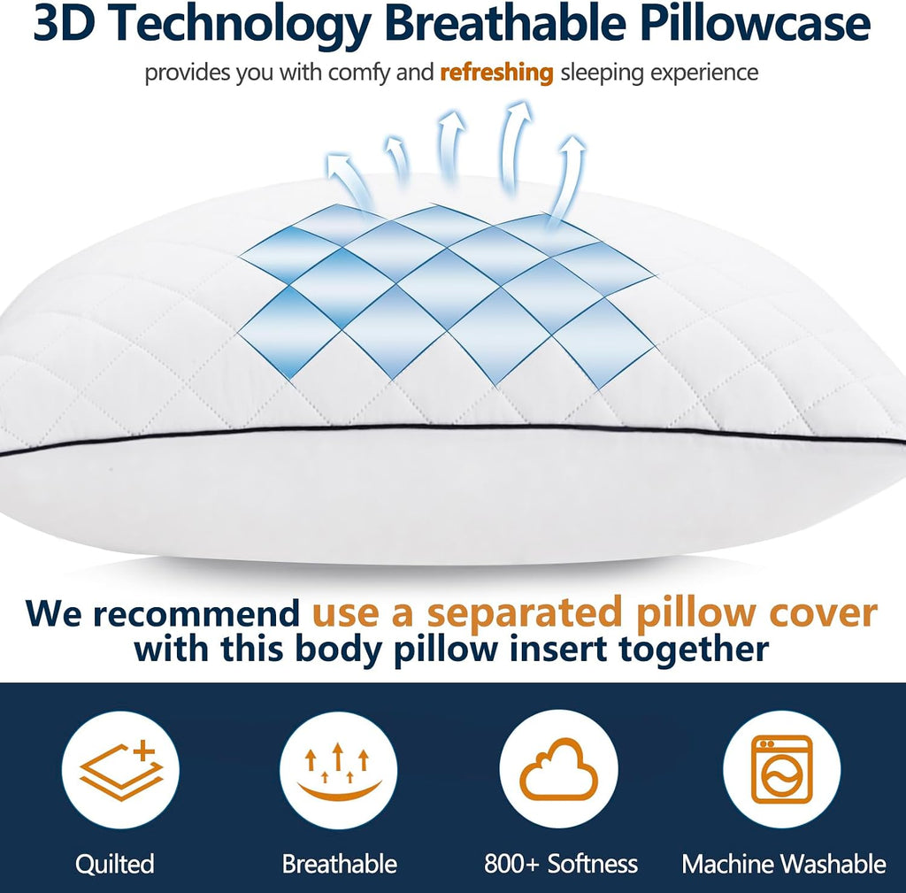 1 MIDDLE ONE Body Pillow, Memory Foam Body Pillows for Adults Sleeping, Long Pillow for Bed, Big Large Firm Full Body Pillow for Side…