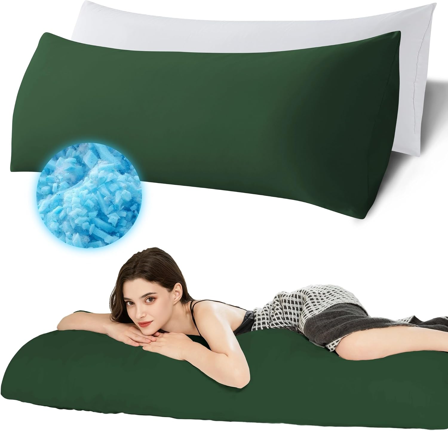 Ubauba Memory Foam Body Pillow with Cover, Full Large Body Pillows Insert for Adults with Envelope Closure Pillowcase, Firm & Fluffy Long…