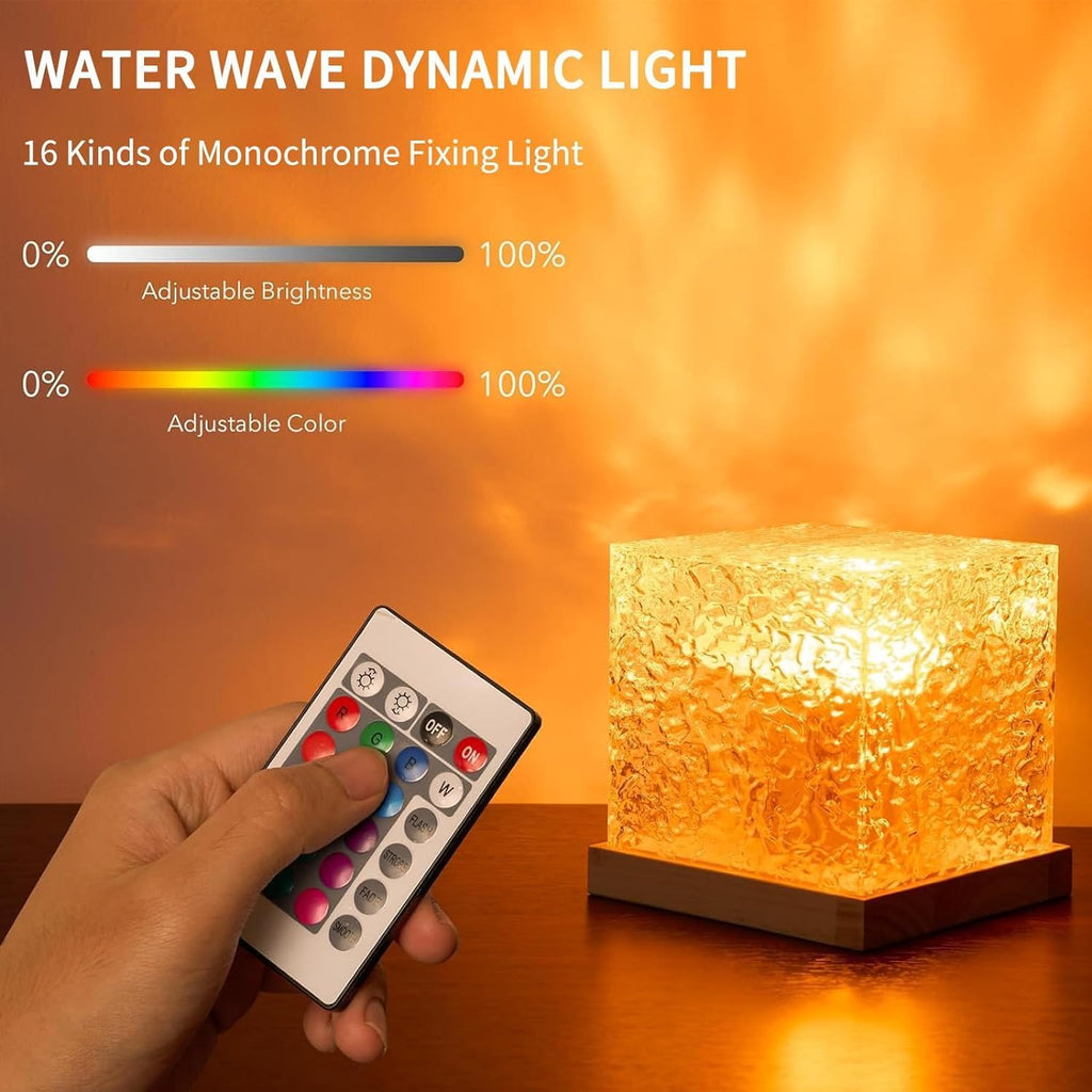 Ocean Wave Projector Light, 16 Color Rechargeable Ocean Lamp, with Power Touch Control and Remote Control Luminorthe Cube Lamp, Bringing…