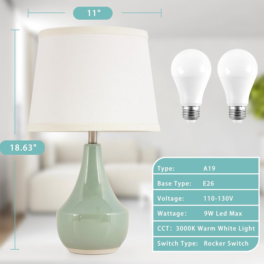 GyroVu 18" Table Lamp Set of 2, Ceramic Table Lamp Classic Beside Lamps Nightstand Lamp Modern Lamp for Living Room, Bedroom & Office…