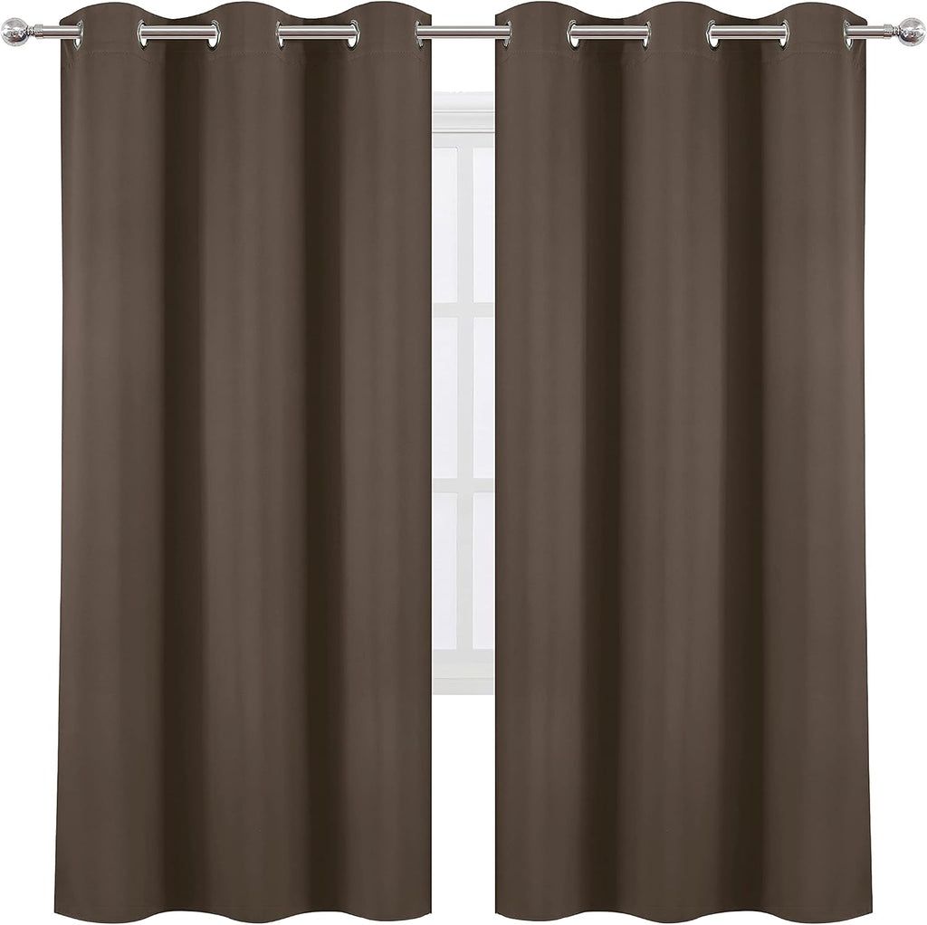 Lemomo Chocolate Brown Thermal Blackout Curtains/42 x 72 Inch/Set of 2 Panels Room Darkening Curtains for Bedroom 72 Inch silver