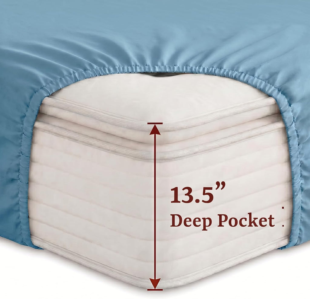 Perupima Peru Pima 415 Thread Count Percal Queen Sheet Set - 100% Peruvian Pima Cotton, 4 Piece (Flat, Fitted, 2 Pillowcases) - Cooling, Cr…
