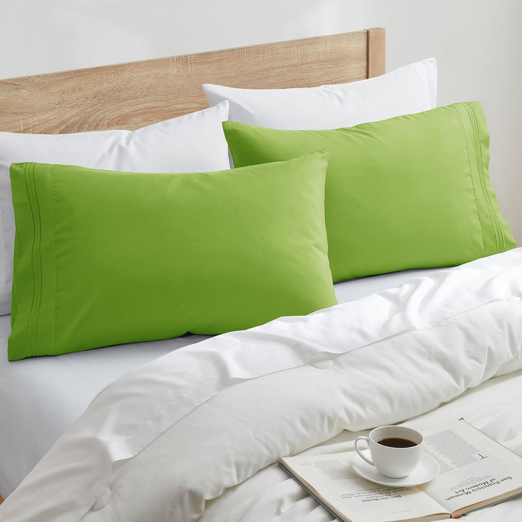 Nestl Garden Green Pillow Cases Queen Size Set of 2, Soft Queen Pillow Case, Microfiber Queen Pillow Cases 2, Pillowcases Queen, Envelope C…
