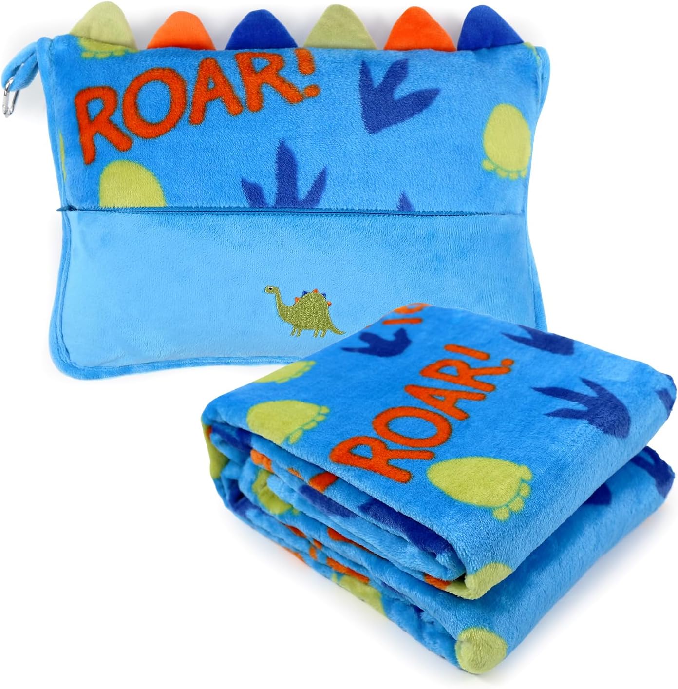 VigorSpring 3 in 1 Travel Pillow and Blanket Set for Kids, Soft Travel Blanket Airplane Campact with Bag, Pillow Blanket for Boys with a Pock…