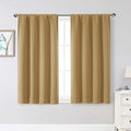 WelvetBLK Gold Room Darkening Curtains for Bedroom Living Room 45 Inch Length 2 Panels Set, Soft Solid Thermal Insulated Rod Pocket Short C…
