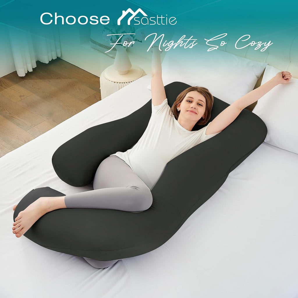 Sasttie Pregnancy Pillows for Sleeping, Jumbo U Shaped Cooling Full Body Pillow with Removable Cover, Pregnant Women Must Haves, Maternity…