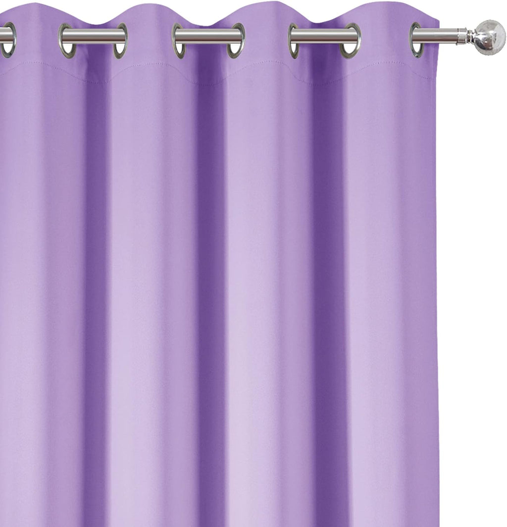 Lemomo Blackout Curtains 52 x 95 inch/Lavender Curtains Set of 2 Panels/Thermal Insulated Room Darkening Bedroom Curtains 95 inch silver