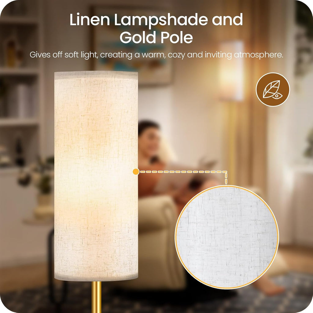 Dimmable Floor Lamps for Living Room with Remote and Foot Switch, 64.4” Modern Standing Tall Lamp, Corner Lamp for Bedroom, Bulb…