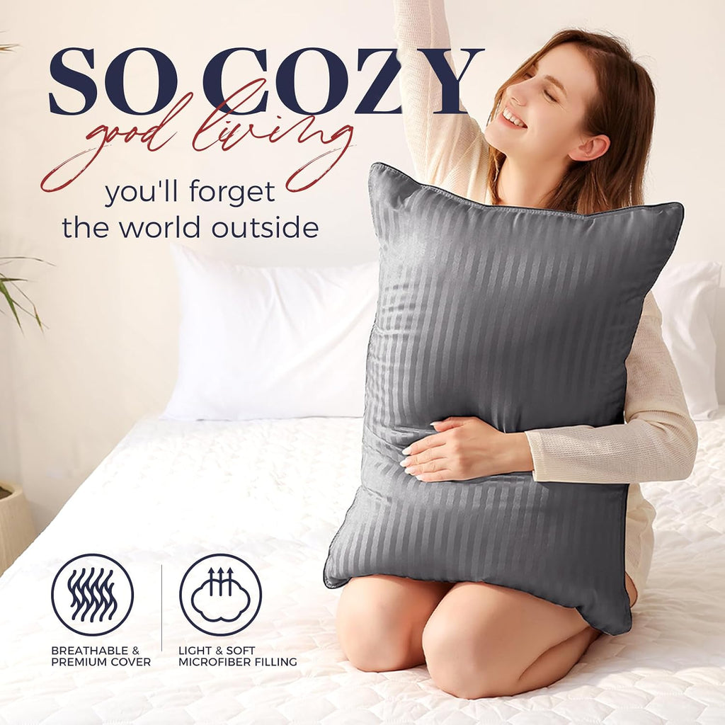 Basic Beyond Bed Pillows Queen Size Set of 4 - Down Alternative Pillows for Sleeping, Soft 20 x 28 Inches 4 Pack Queen Pillows for Back…