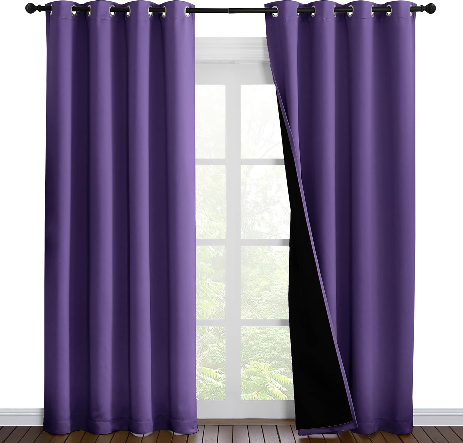 Nicetown Lilac Purple Full Shade Curtain Panels, Pair of Energy Smart & Noise Blocking Out Blackout Drapes for Dining Room Window, Thermal…