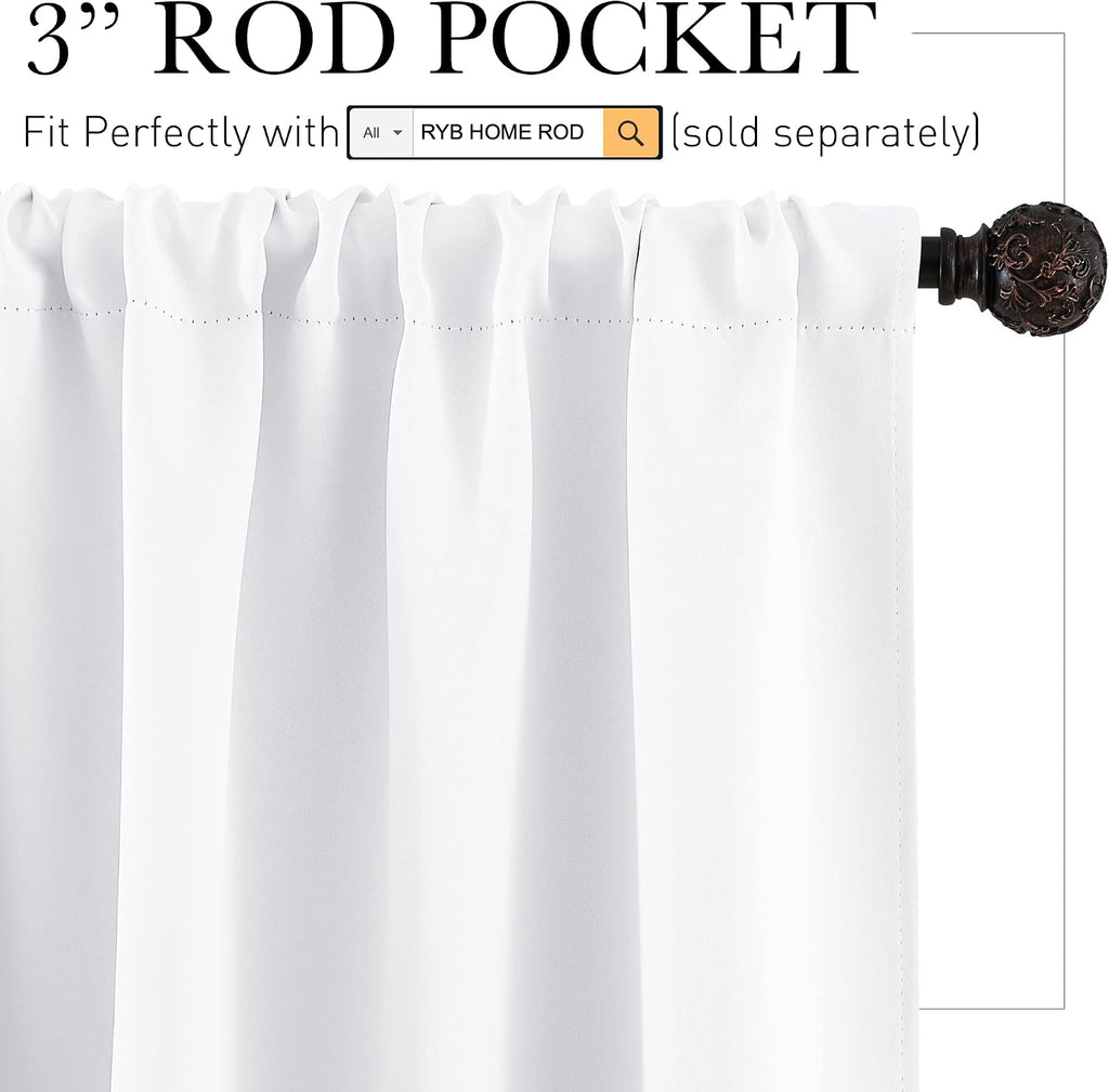Rybhome RYB HOME Half Curtain Tiers 36 inch Length, Rod Pocket Summer Heat Blocking Thermal Insulated Short Curtains for Small Window, Widt…
