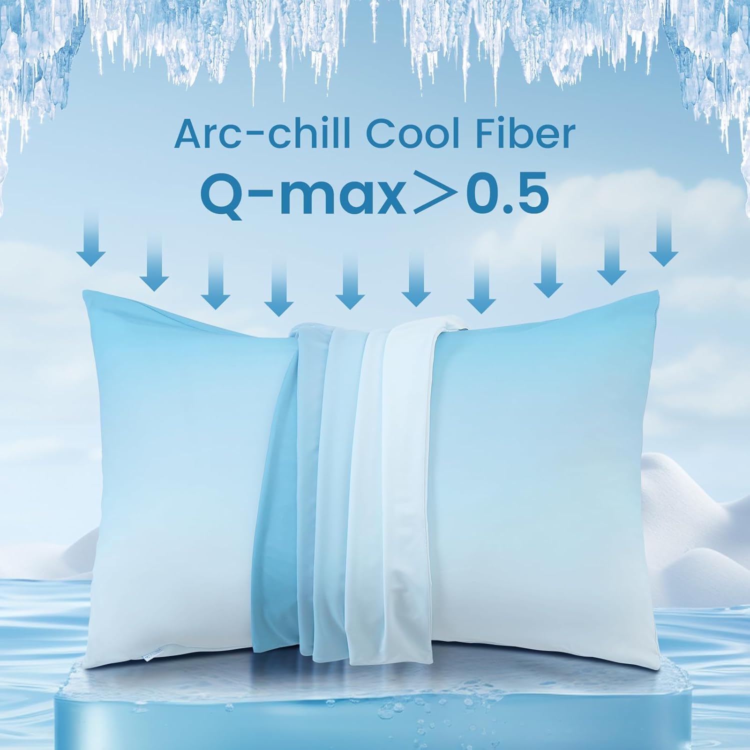 Luxear Cooling Pillow Cases, 2 Pack King Size Arc-Chill Q-max > 0.5 Gradient Cool Pillowcases for Hair Skin, Silky Cooling Summer Pillow Cov…